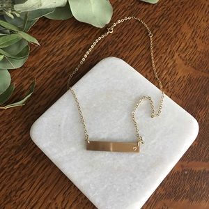 Gold Bar Necklace with Tiny Engraved Heart